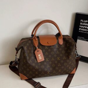 Patterned Leather Trim Crossbody Bag